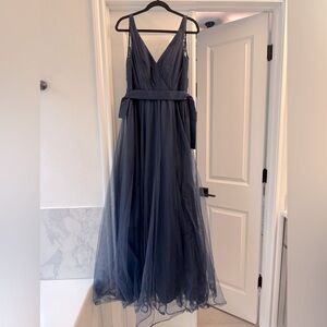 David’s Bridal Navy Blue Tulle Gown